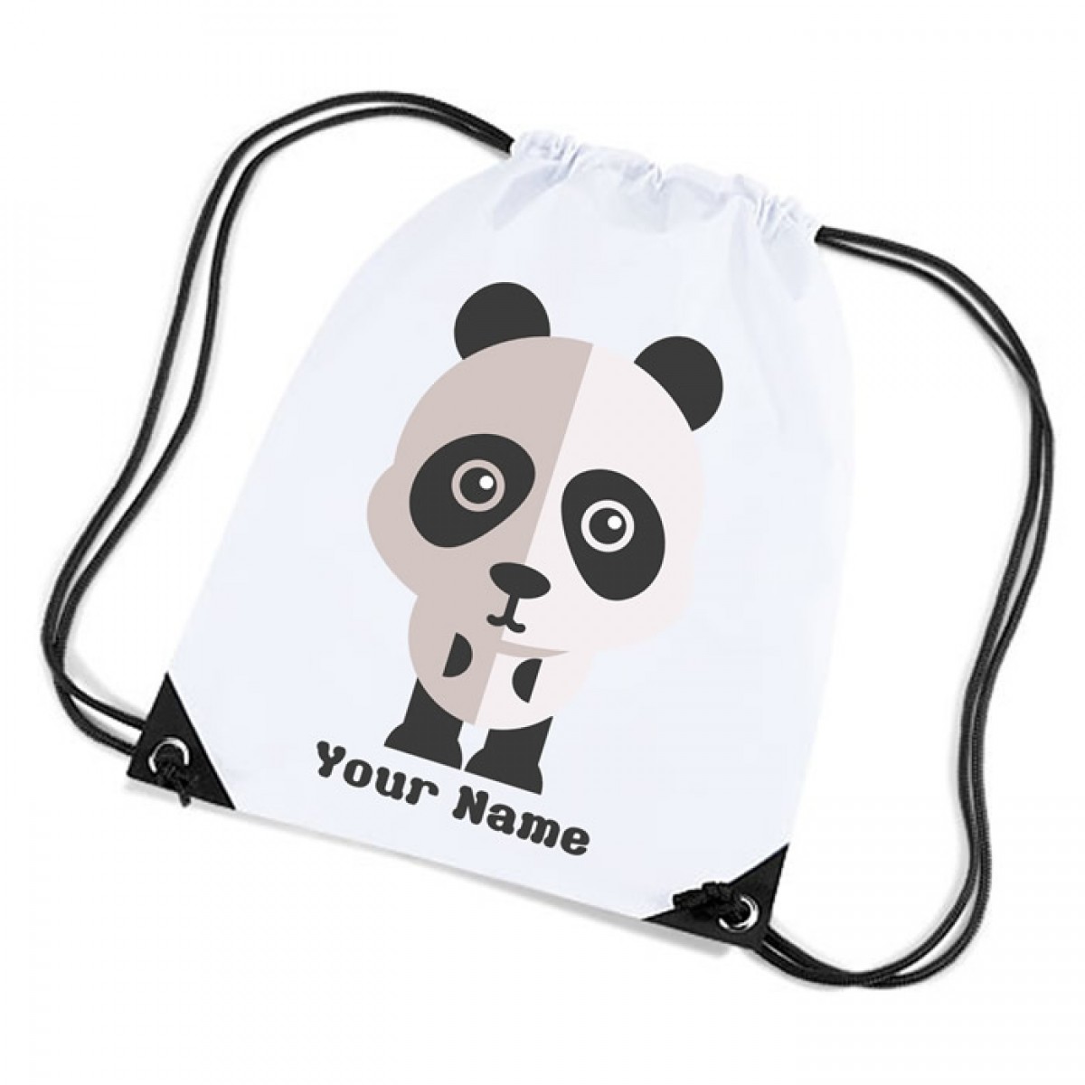 Cute Panda Design white sports nylon drawstring gym sack pack and ...